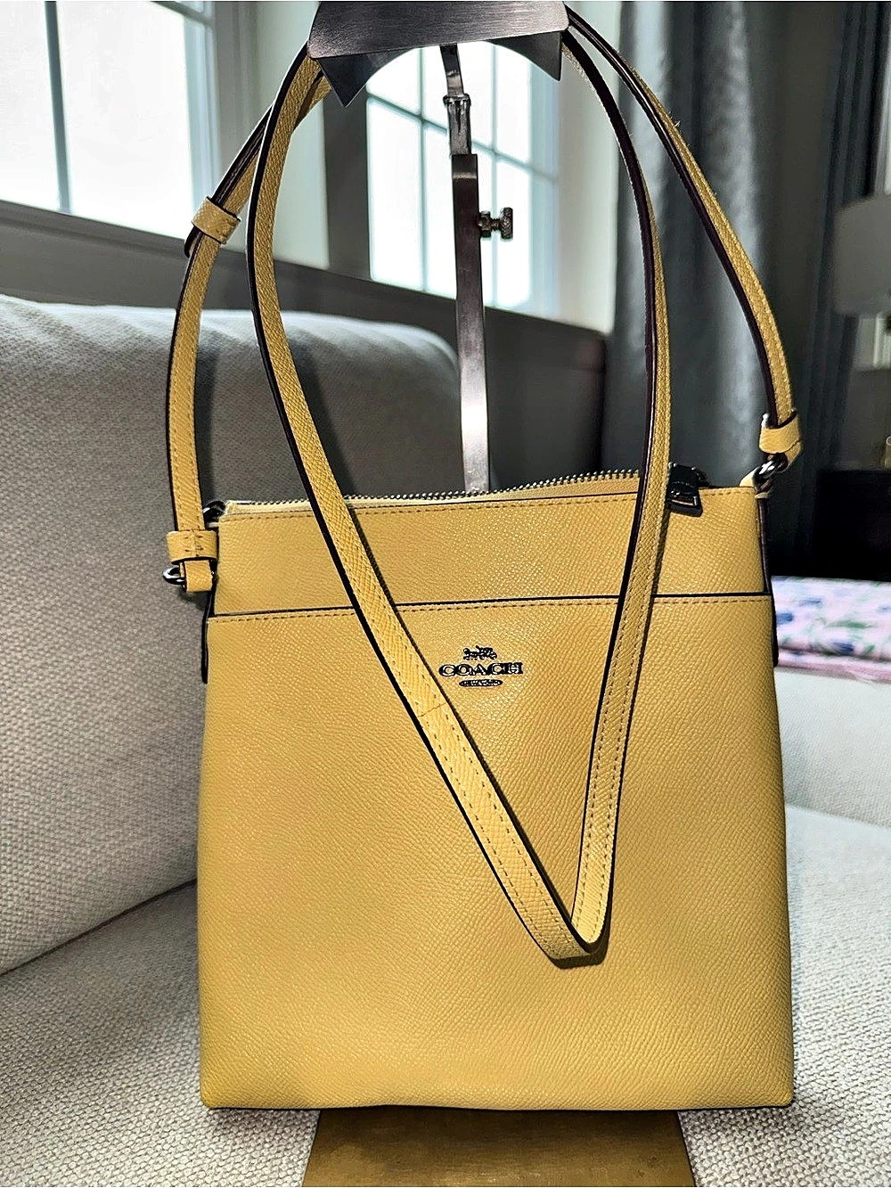 Coach Mini Rowan File Bag Yellow and gunmetal hardware
